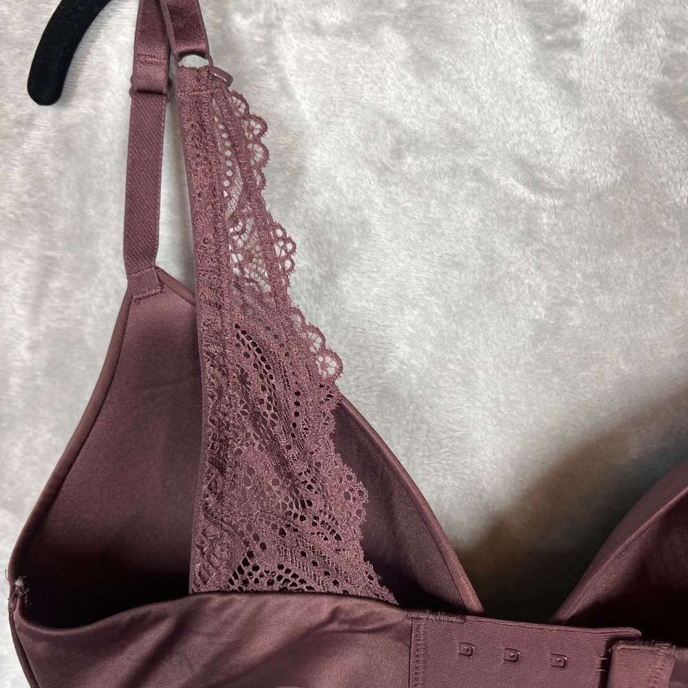 Soma Enbliss Luxe Wireless Bra With‎ Lace Back Size 34C Merlot J-Hook - Picture 3 of 5